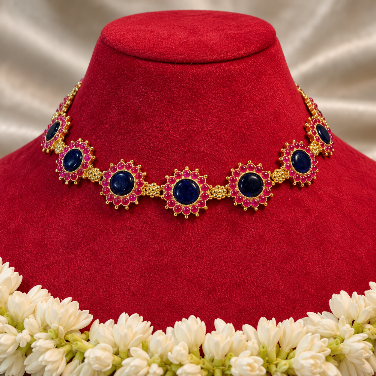 BRPN1 ROUND PALAKKA NECKLACE BLUE - Image 1
