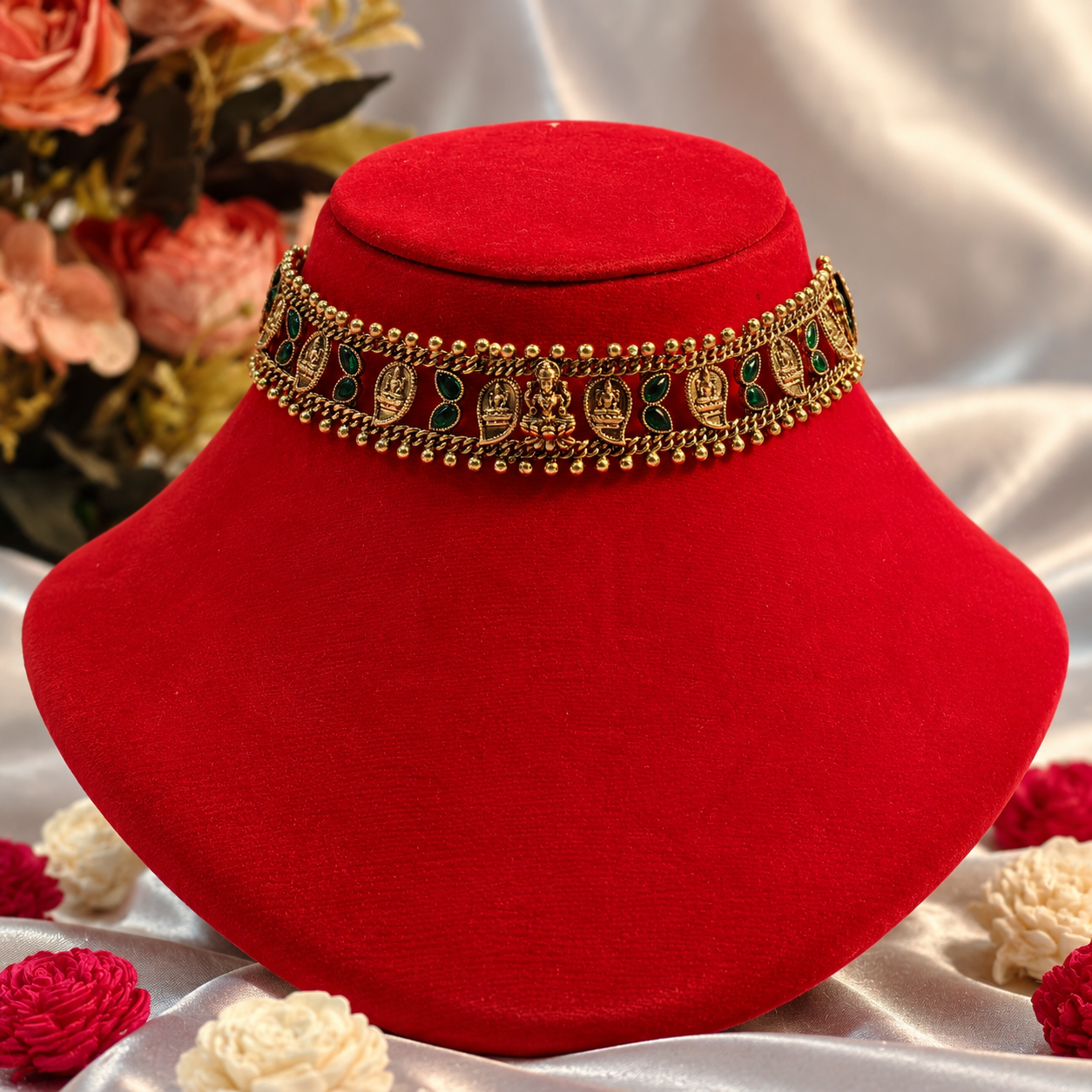 GLC1 LAKSHMI CHOKER GREEN - Image 1