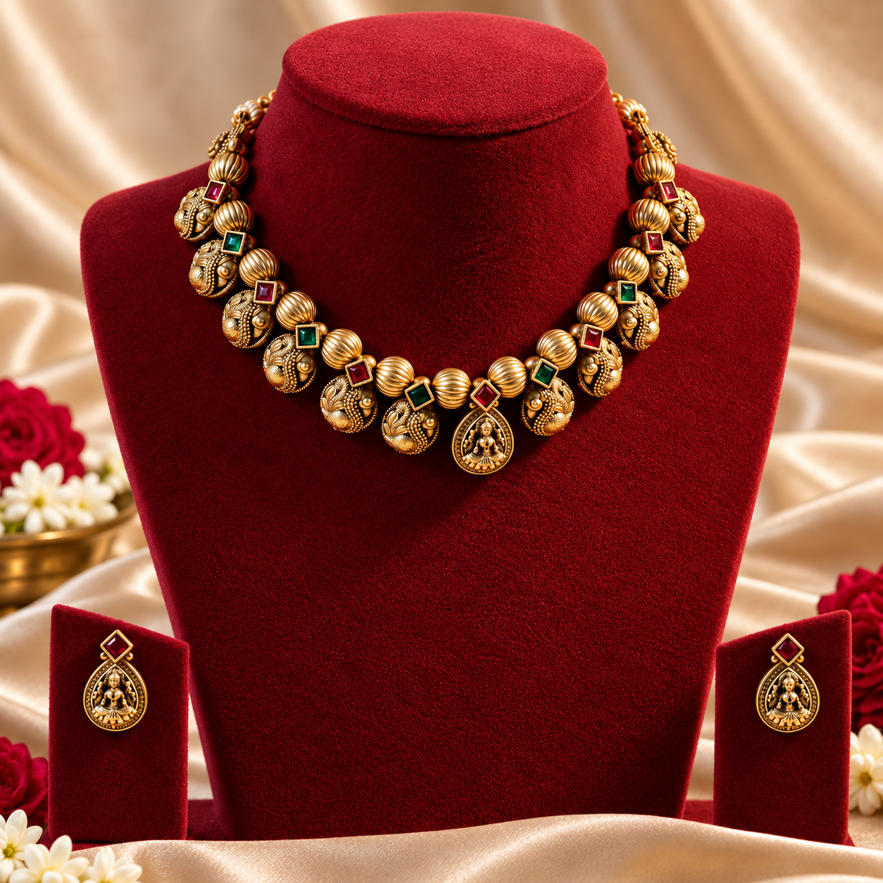 MALN1 ANTIQUE LAKSHMI NECKLACE MULTI - Image 1